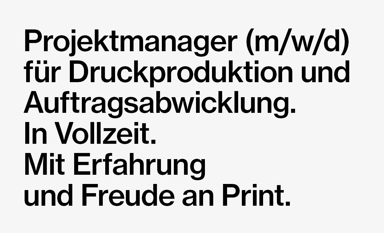 Stellenanzeige: Projektmanager für Druckproduktion (m/w/d)